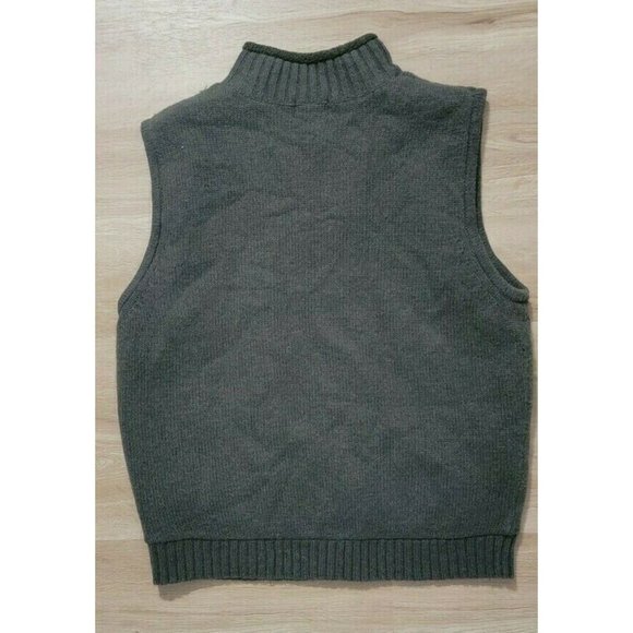 L.L. Bean Mens Vest Size XL Lambswool Fleece lined Full Zip Green - Picture 2 of 3
